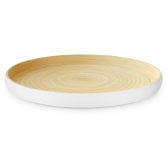 Plateau Bambou & Laque Blanc Ø45x3cm