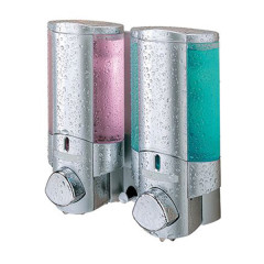 Distributeur de savon - 2 réservoirs 300ml - 8,5x7xh17,5cm - 2 couleurs au choix