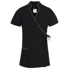 Kimono noir femme - passepoil doré - 6 tailles disponibles