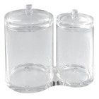 Duo de pots en plastique transparent muni d'un couvercle acrylique