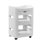 Gueridon Bois Blanc Brillant 3 Etageres + Tiroir XXGUER5009